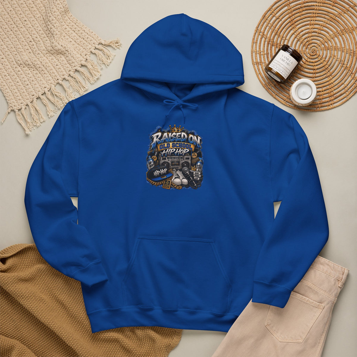 Raised On hip hop Hoodie | Vintage Guitar Skull Band Design