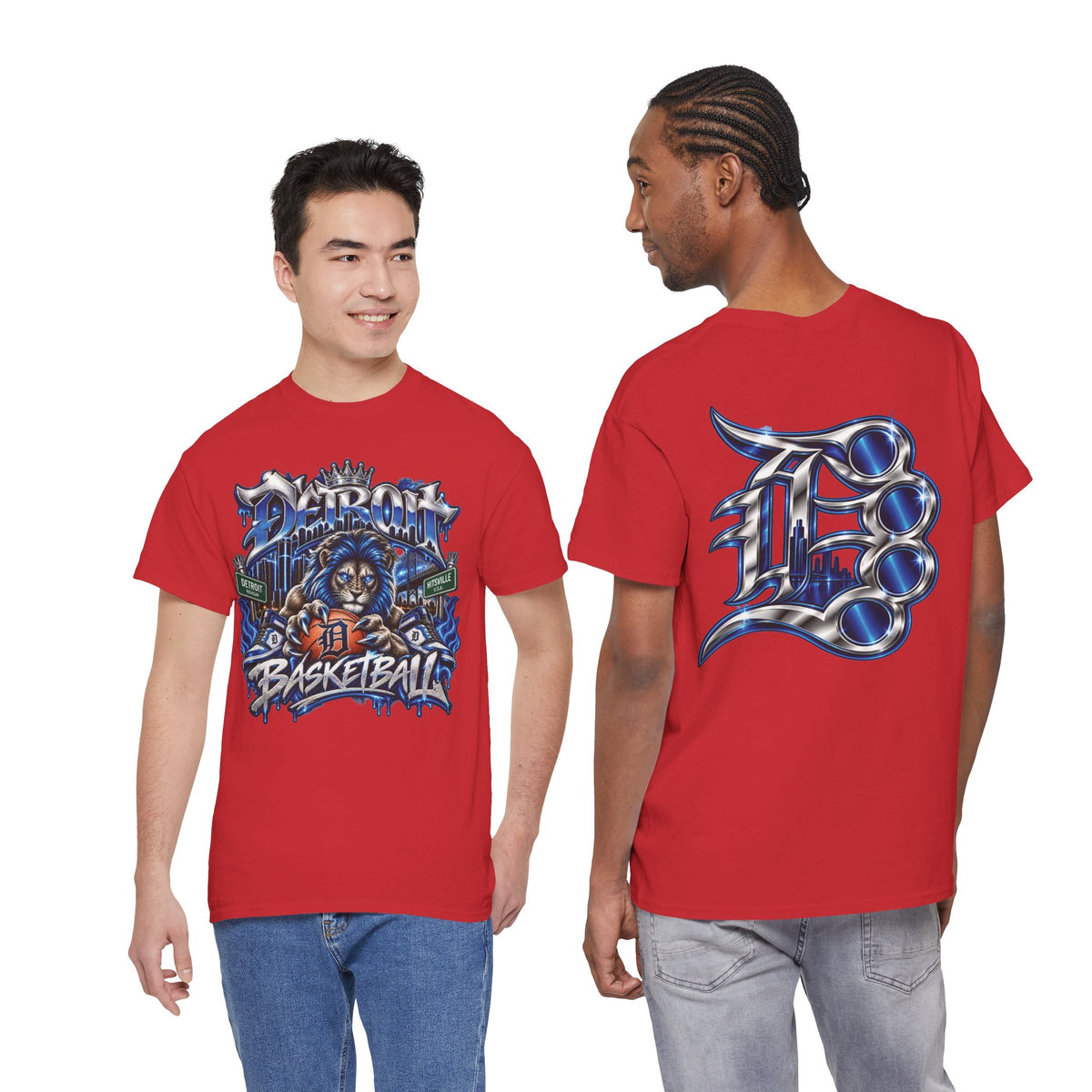 Detroit Basketball Lion Graphic Tee | City Streetball Detroit D Logo