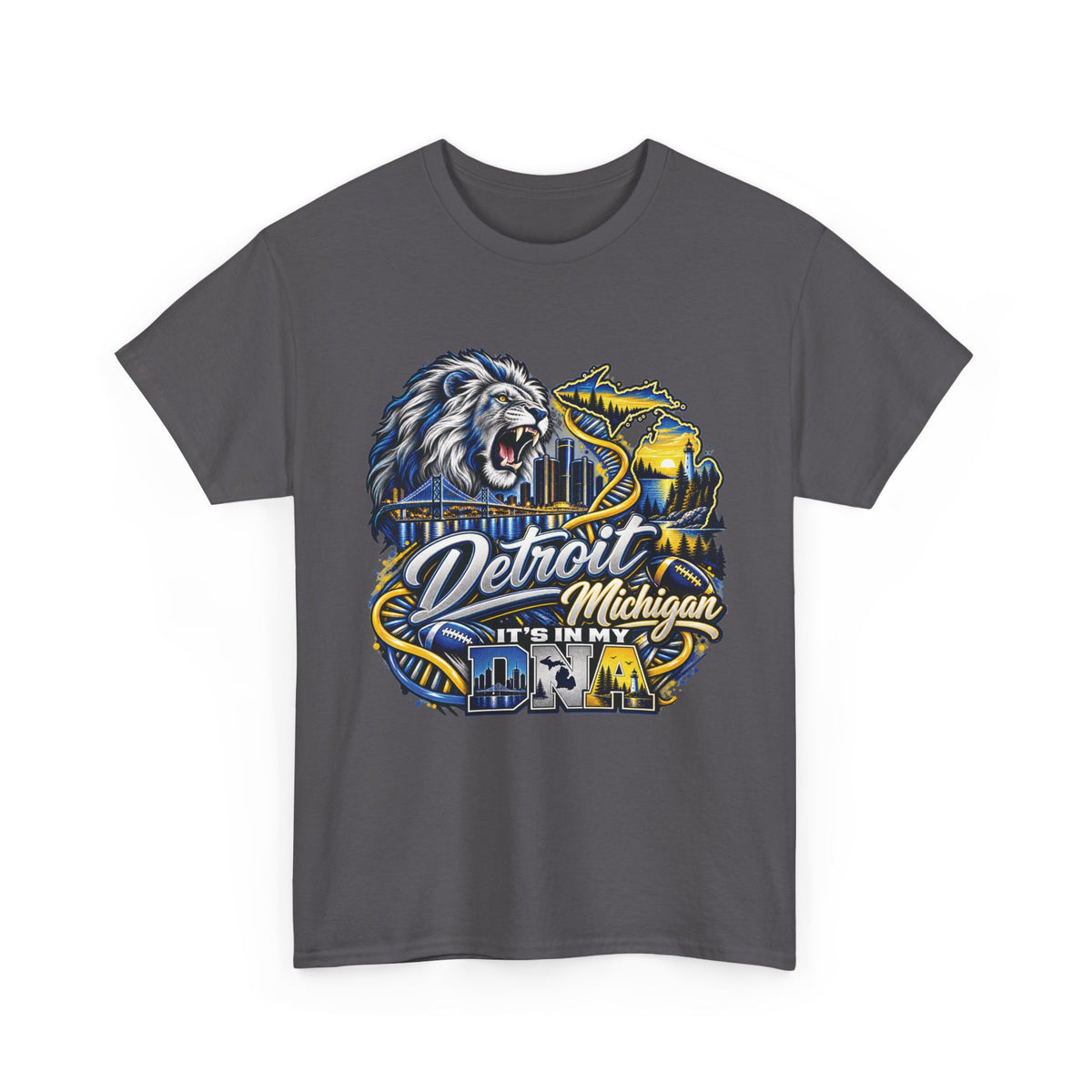 Detroit Michigan Lion Cityscape Graphic T-Shirt
