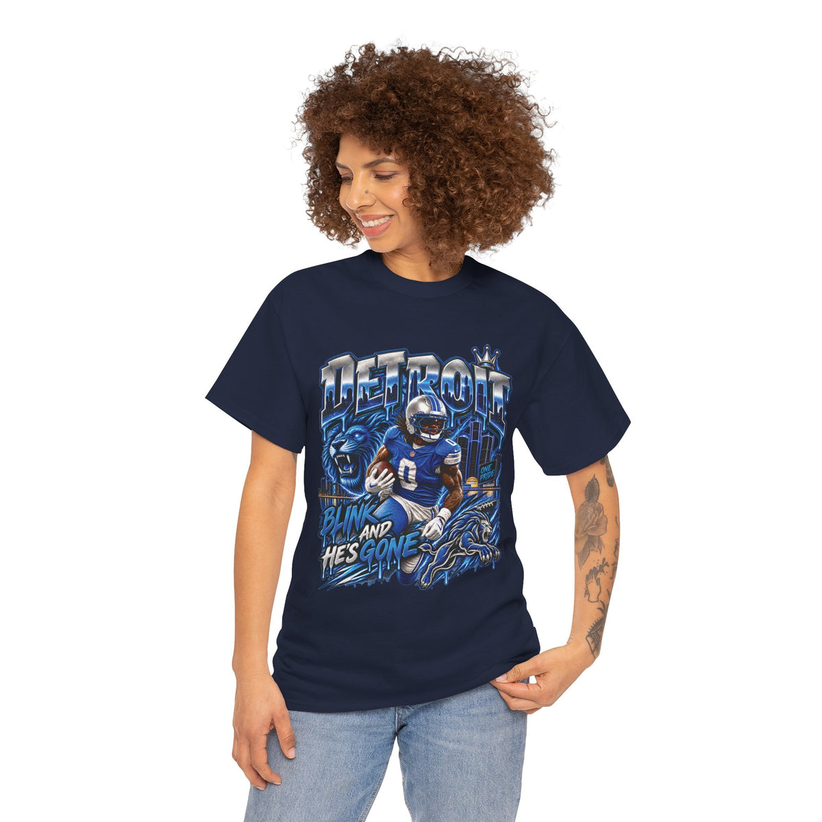 Detroit Football Player Graphic Tee | Blink And He's Gone, Lions Tribute