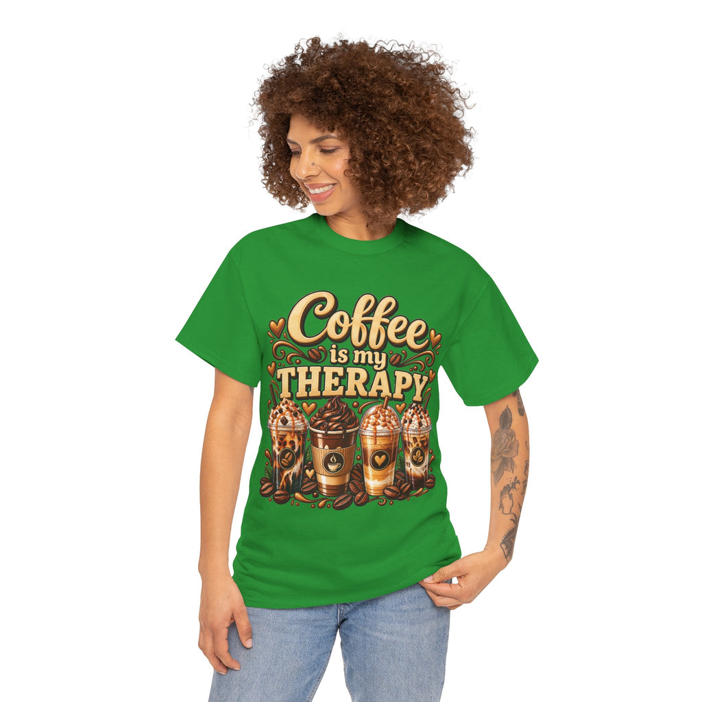 Coffee Is My Therapy T-Shirt | Coffee Cups Illustration, Cozy Beverage Tee