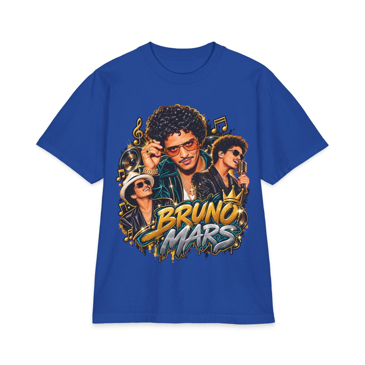 Bruno Retro Pop Singer Portrait T-Shirt | Tour Poster Back Graphic
