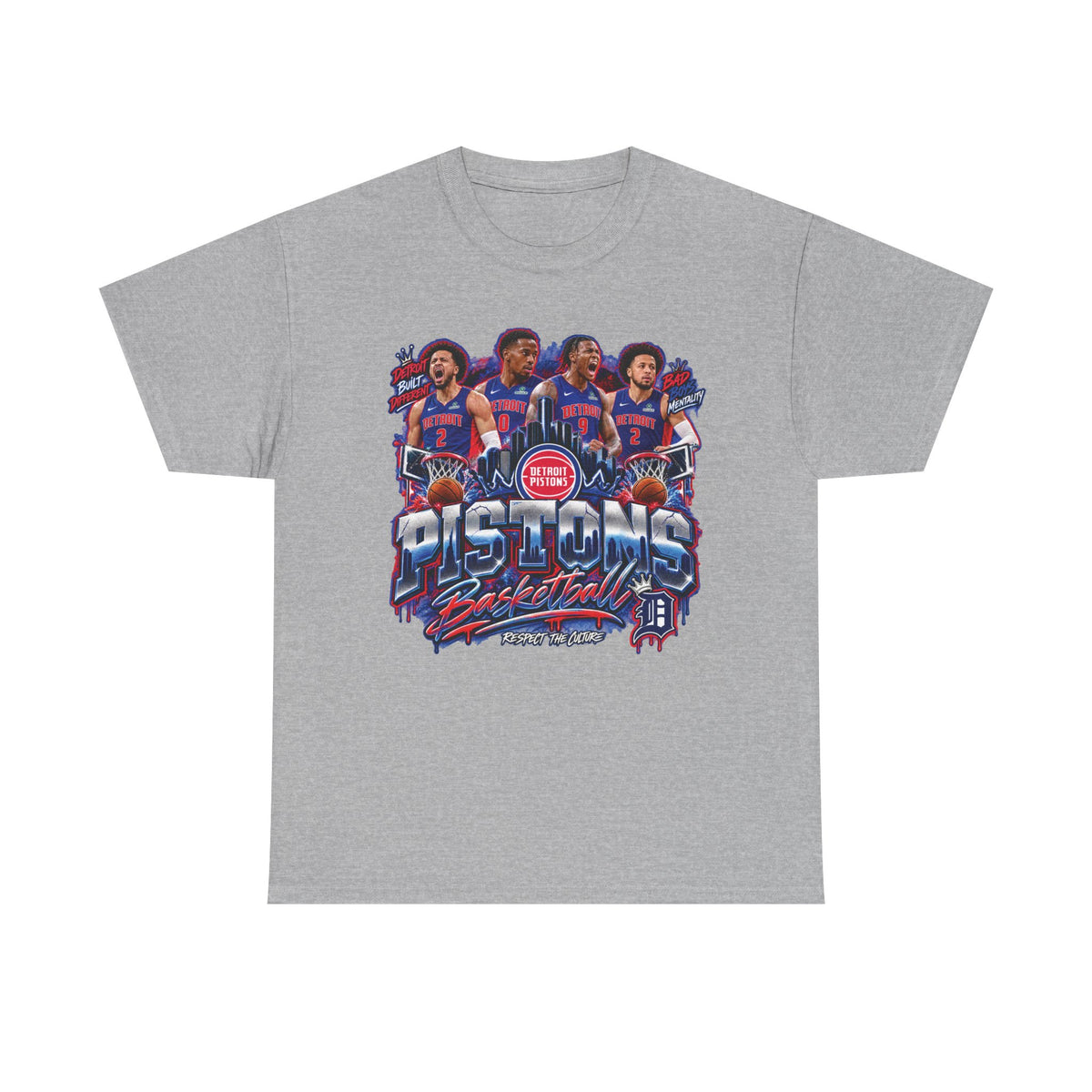 Detroit Pistons Basketball Players Tee | NBA Retro Team Graphic