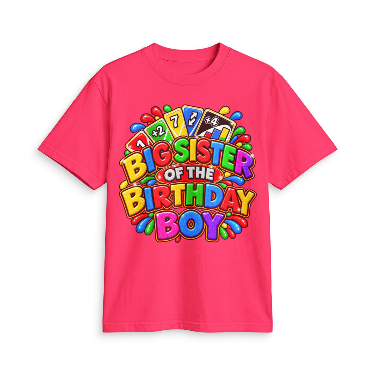 Big Sister of the Birthday Boy T-Shirt | Colorful Party Design