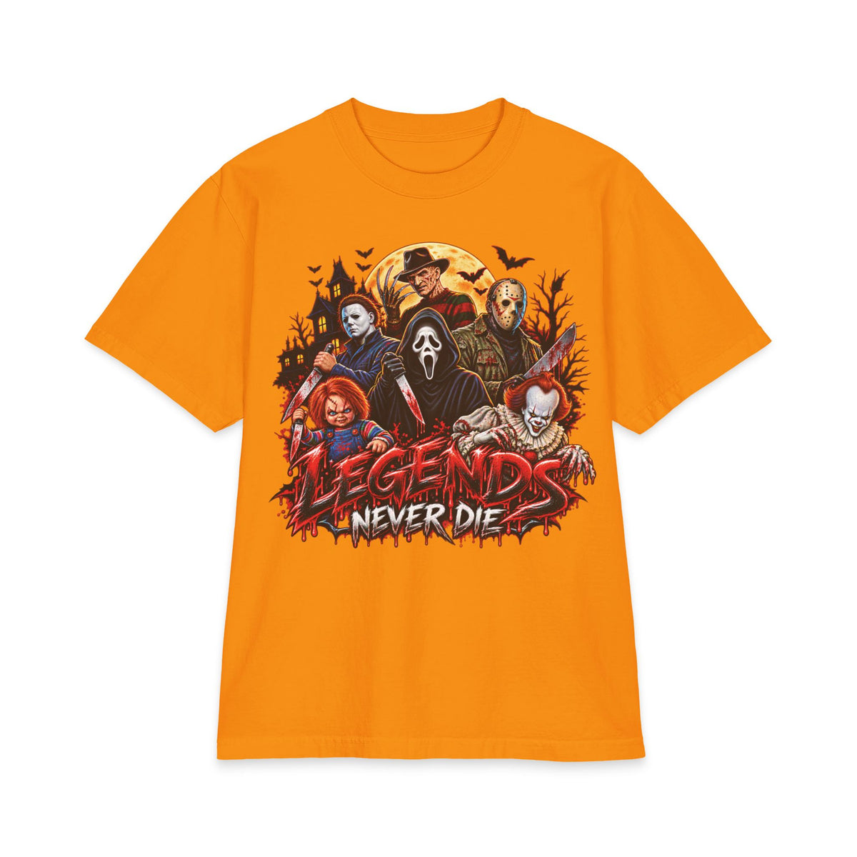 Horror Movie Icons Legends Never Die T-Shirt | Slasher Mask Collage