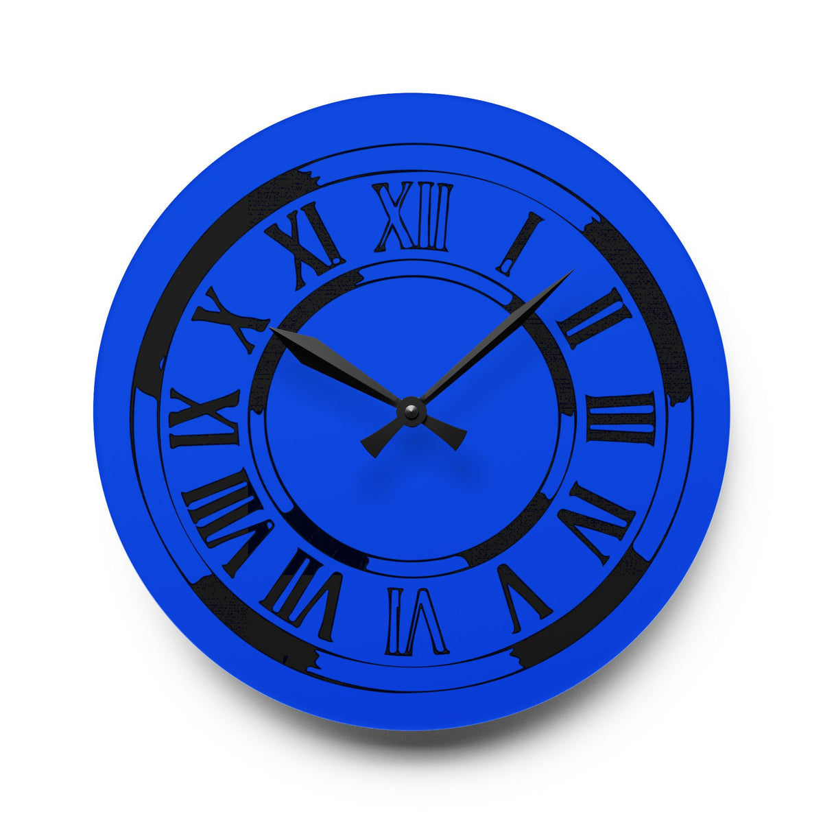 Roman Numeral Blue Clock Acrylic Wall Clock | Modern Decorative Timepiece