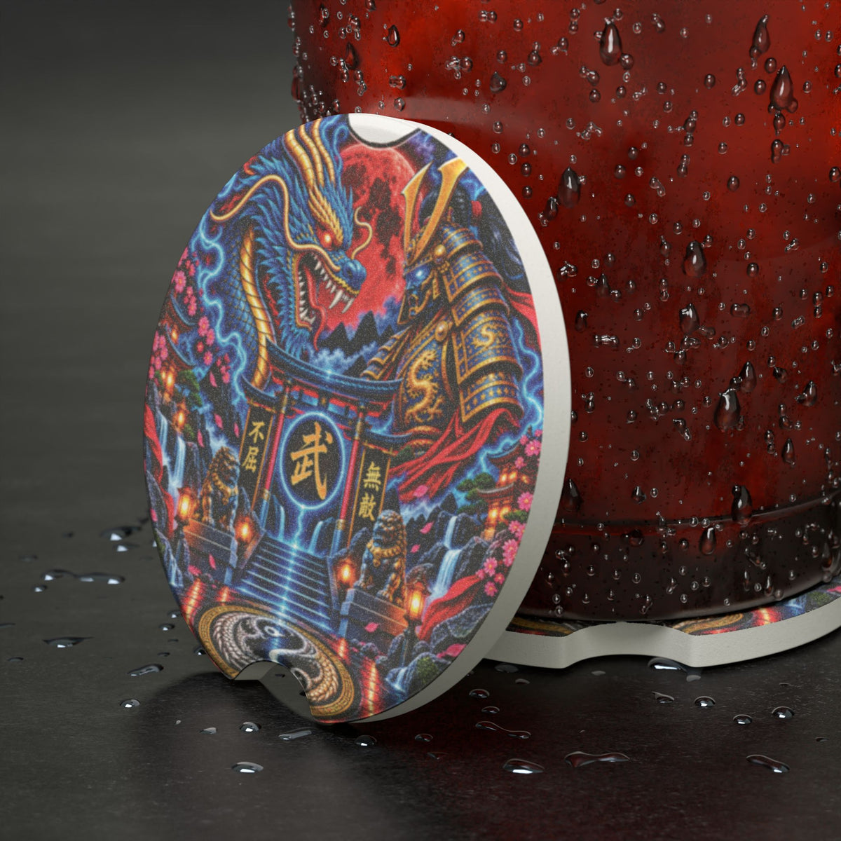 Chinese Dragons Shrine Car Coaster | Soapstone Decorative Coaster