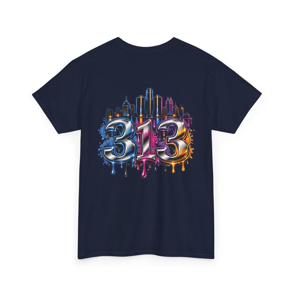 Detroit Script Tee | 313 Drip Skyline T-Shirt