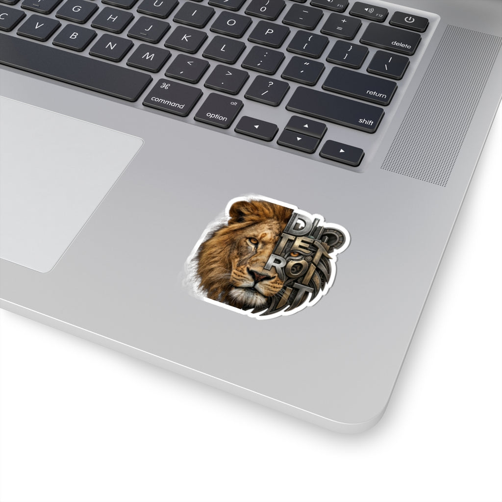 Lion Half-Mechanical Face Kiss-Cut Sticker | Realistic Lion Illustration