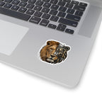 Lion Half-Mechanical Face Kiss-Cut Sticker | Realistic Lion Illustration