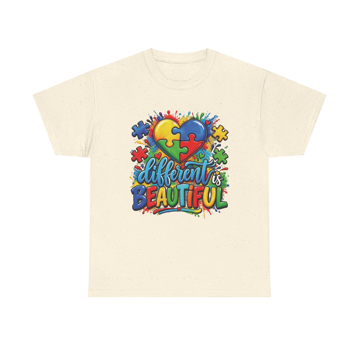 Different Is Beautiful Autism Puzzle Heart T-Shirt | Neurodiversity Awareness Tee