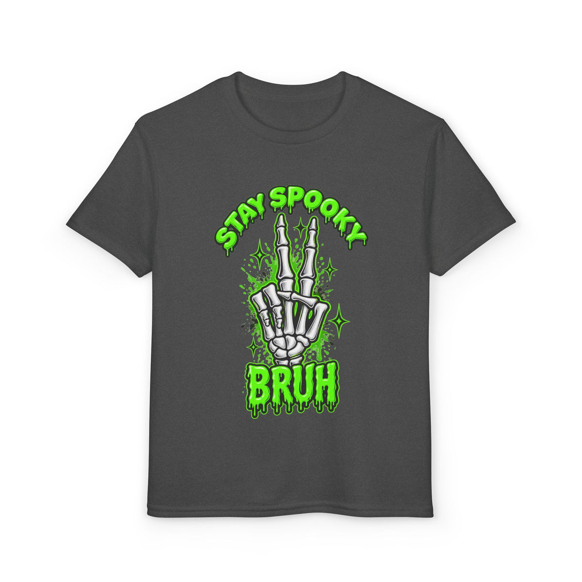 Stay Spooky Bruh T-Shirt | Skeleton Hand Halloween Graphic