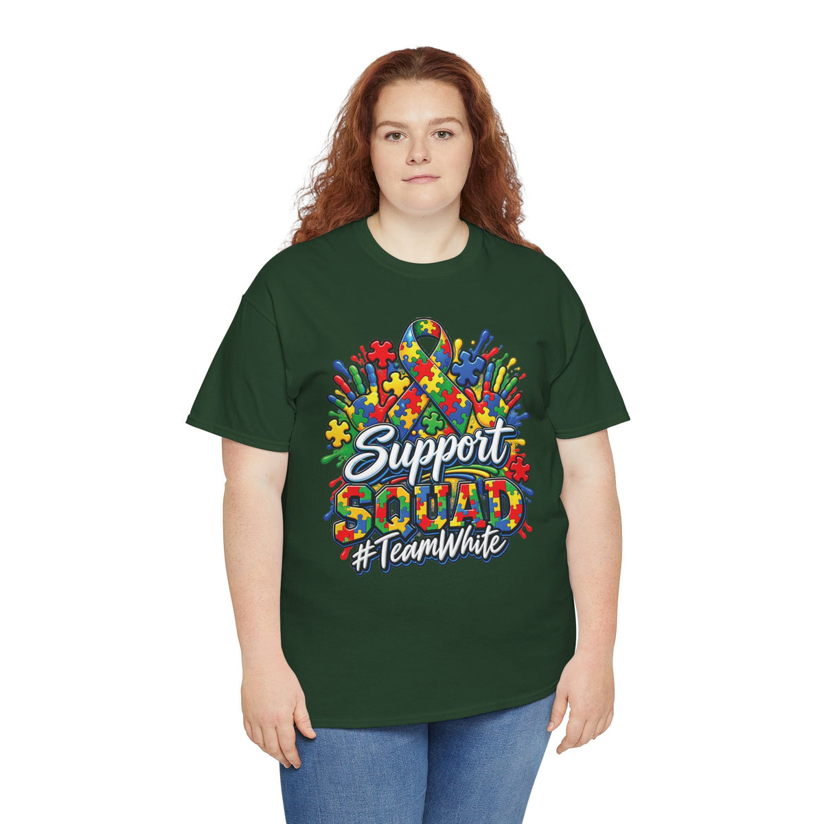 Support Squad T-Shirt | Autism Awareness Ribbon, Puzzle Heart Design