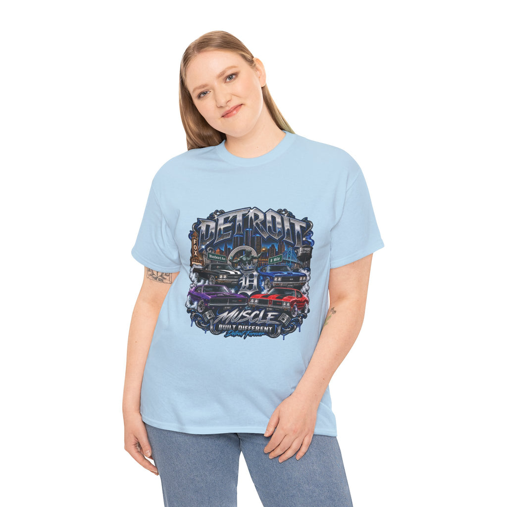 Detroit Muscle Car Tee | Vintage Hot Rod Illustration, Garage Scene