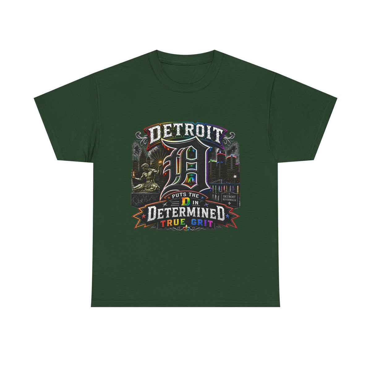 Detroit D Skyline Determined True Grit T-Shirt | City Pride Tee
