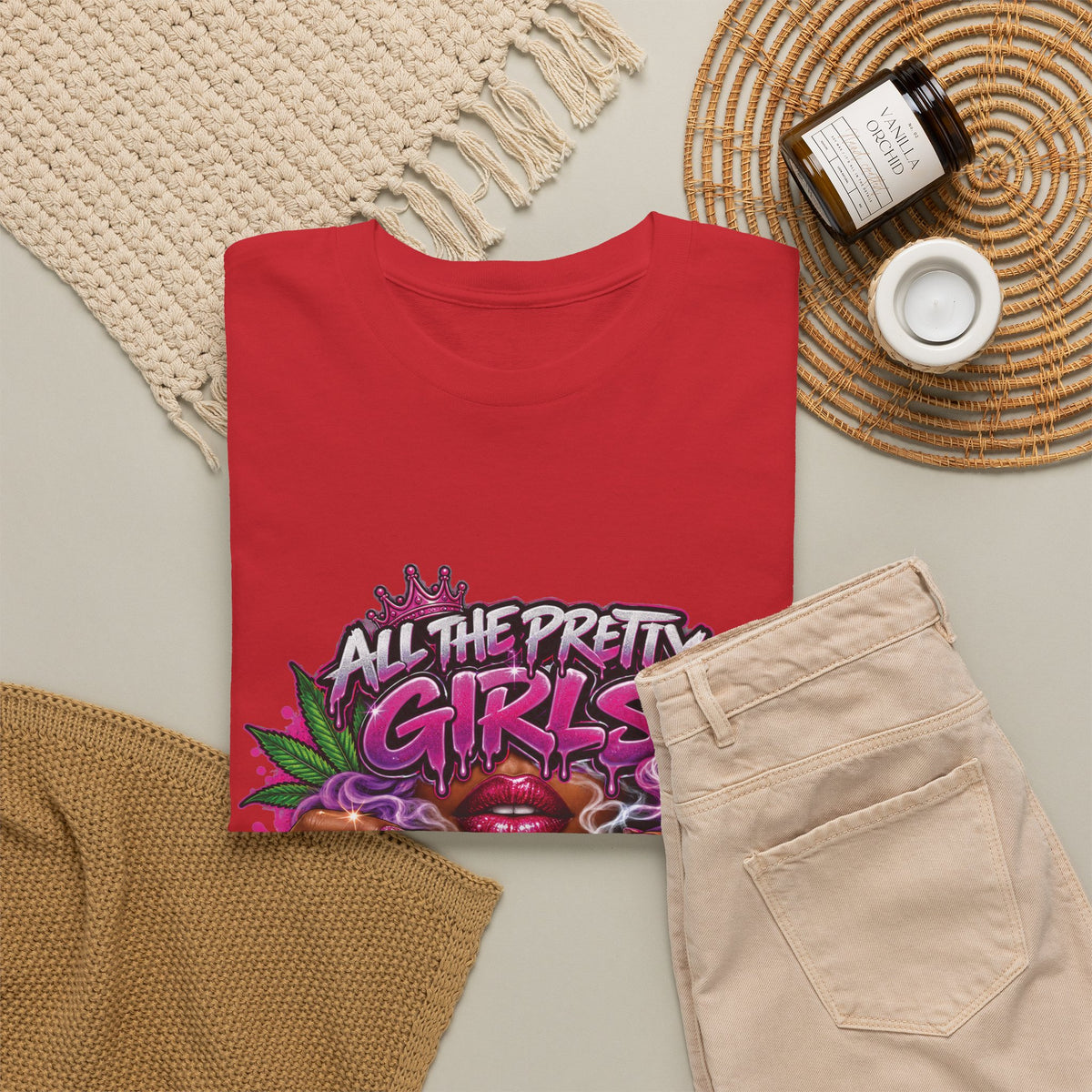 All The Pretty Girls Roll Like This T-Shirt | Pink Graffiti Cannabis Hands Design