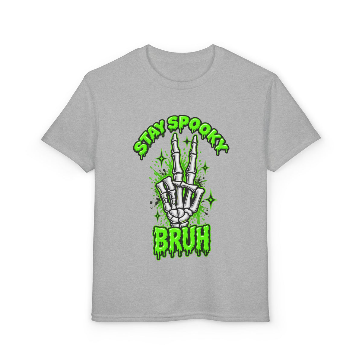 Stay Spooky Bruh T-Shirt | Skeleton Hand Halloween Graphic