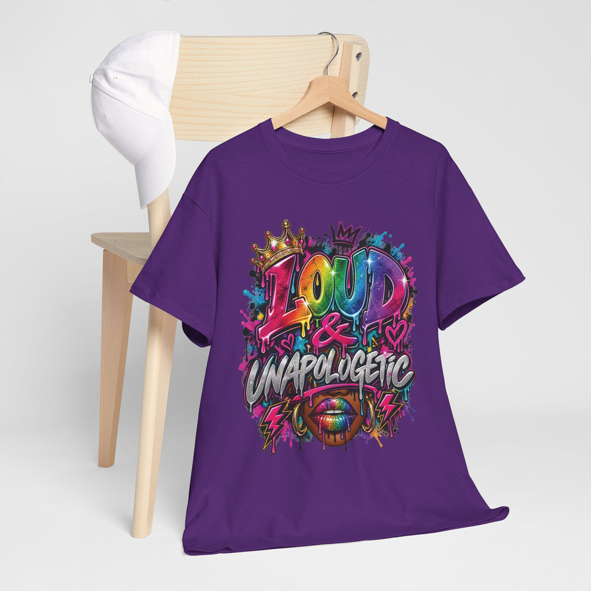 Loud & Unapologetic T-Shirt | Colorful Graffiti Typography, Bold Street Art Tee