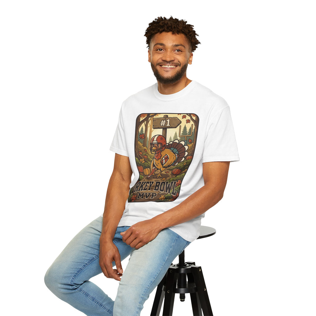 Turkey Bowl MVP T-Shirt | Thanksgiving Football Turkey Illustration