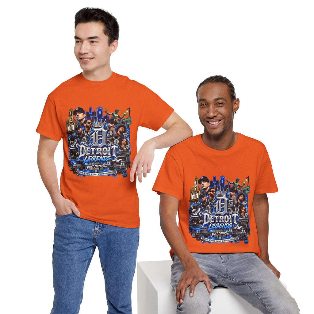Detroit Legends collage T-Shirt | Motor City skyline, classic cars, musicians
