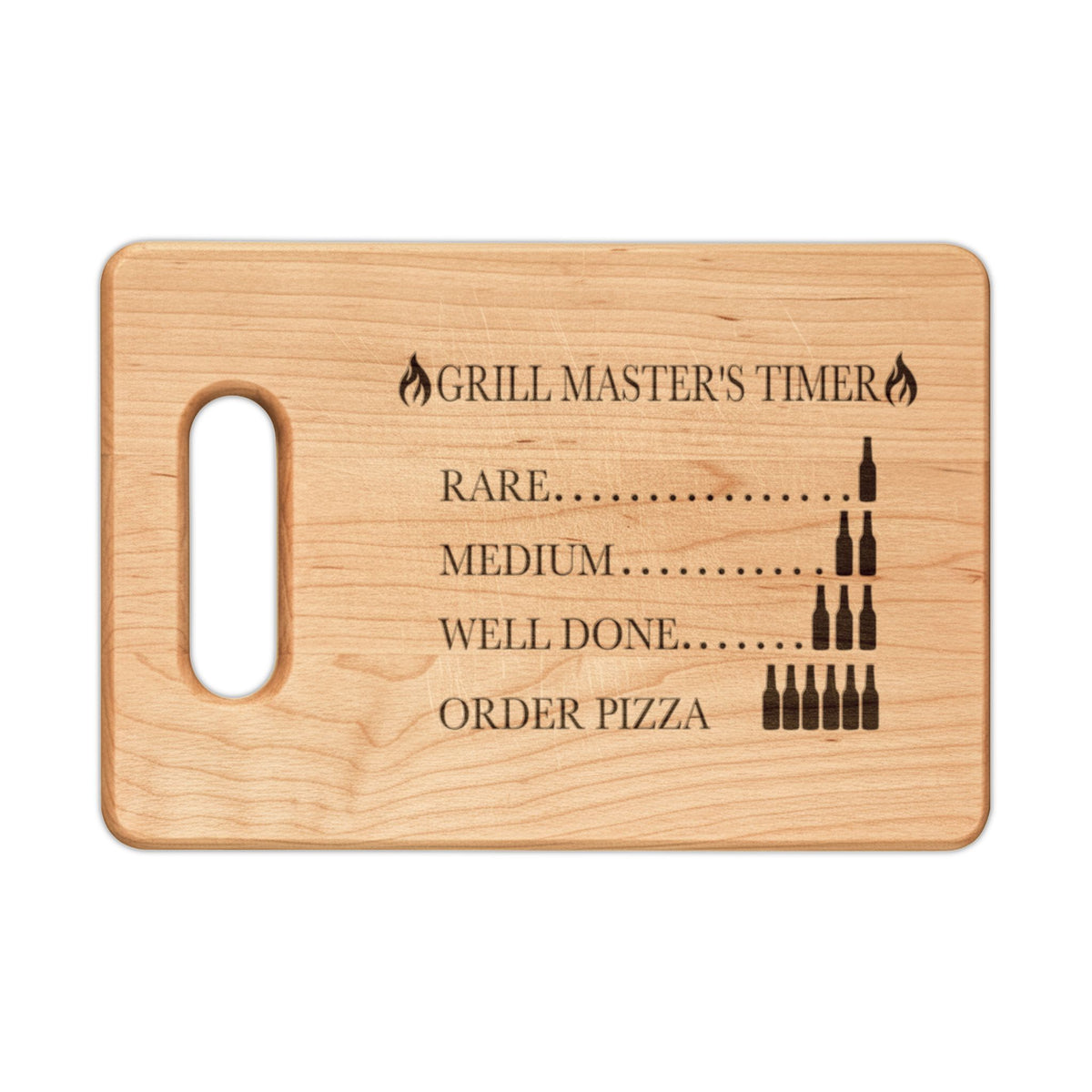 Grill Master Timer Wooden Cutting Board | Engraved Steak Doneness Guide