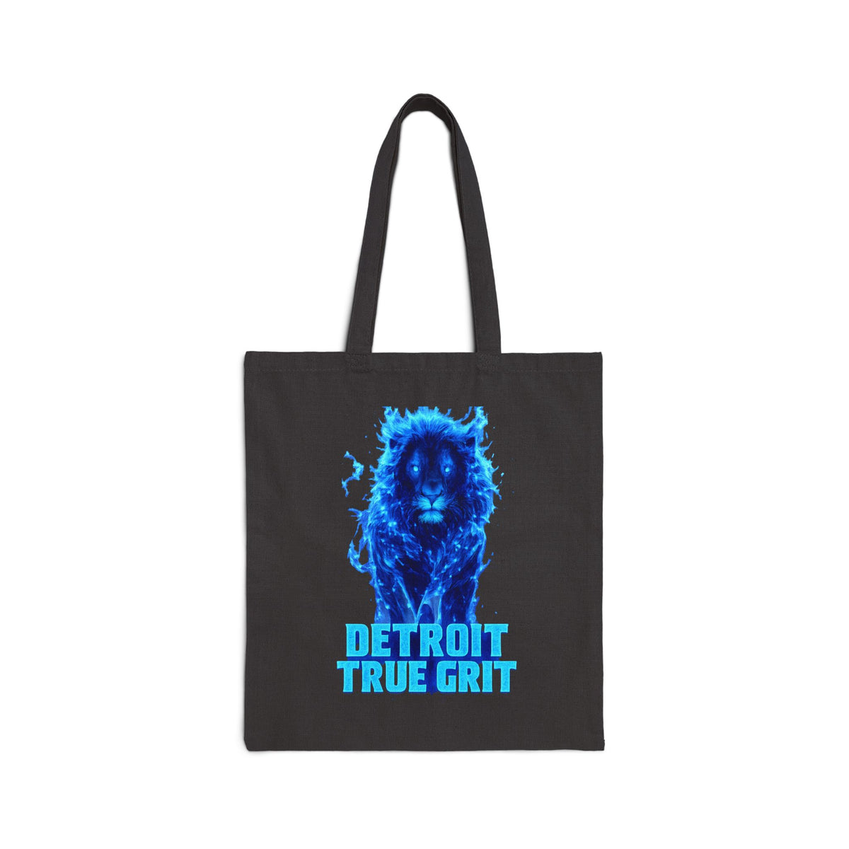 Detroit True Grit Lion Tote Bag | Blue Lion Graphic