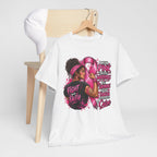 Fight with Faith breast cancer awareness T-Shirt | Rosie the Riveter pink ribbon design