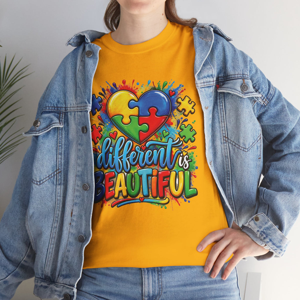 Different Is Beautiful Autism Puzzle Heart T-Shirt | Neurodiversity Awareness Tee