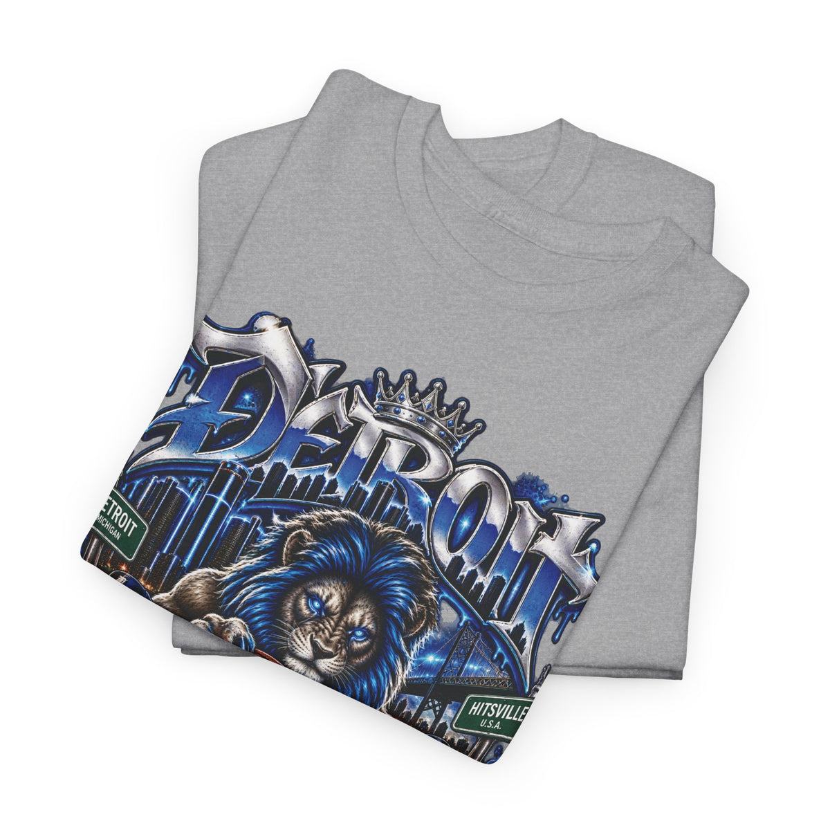 Detroit Basketball Lion Graphic Tee | Motor City D Old English Logo