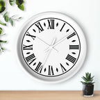 Roman Numeral Clock Wall Clock | Black Frame, Classic Vintage Face