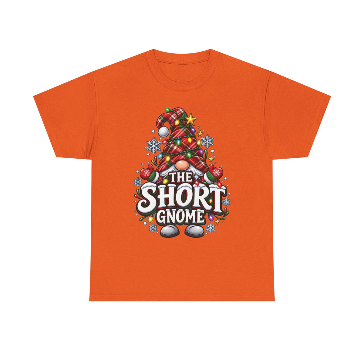 The Short Gnome T-Shirt | Christmas Gnome Plaid Hat, Holiday Lights Design
