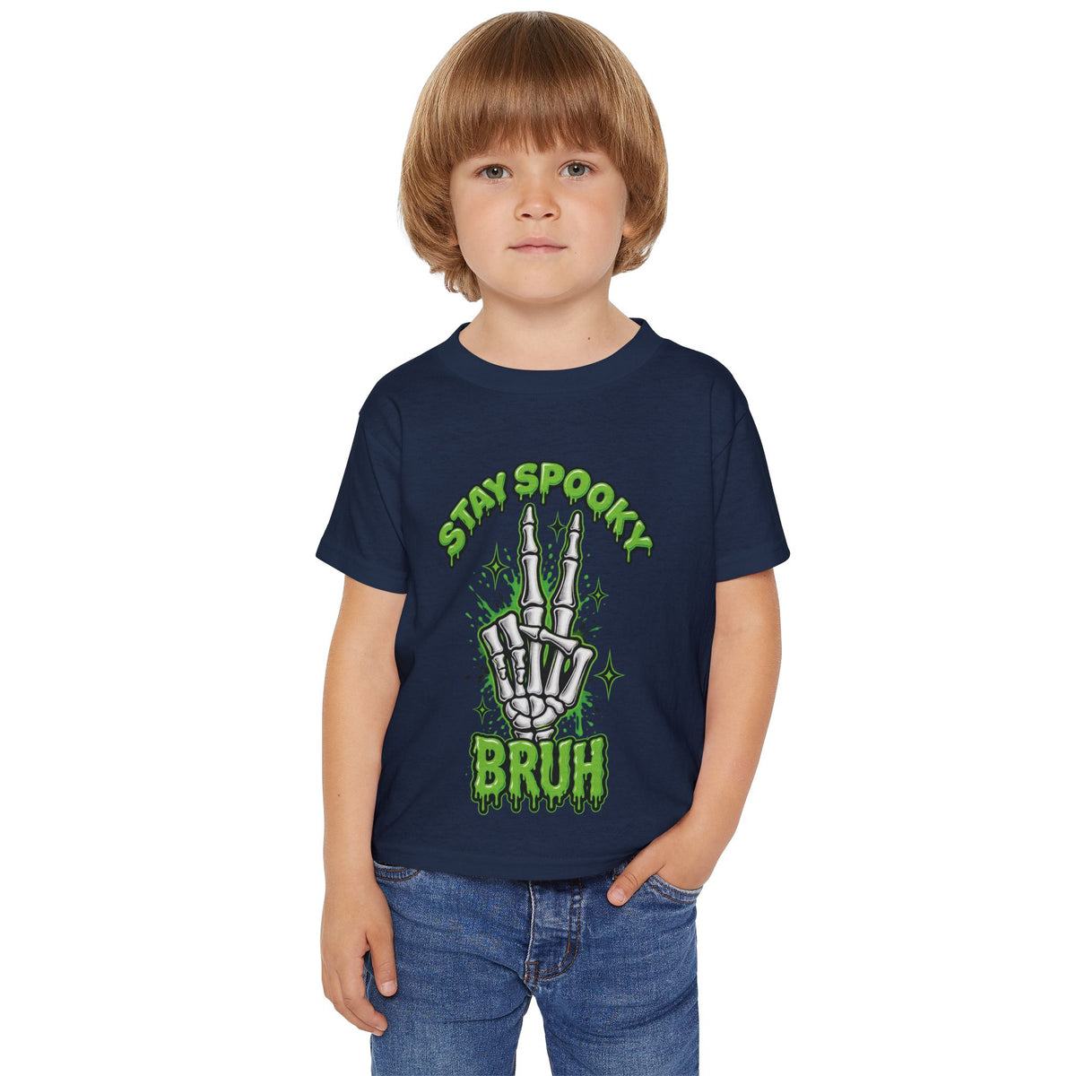 Stay Spooky Bruh toddler t-shirt | Skeleton hand graphic, Halloween kids top