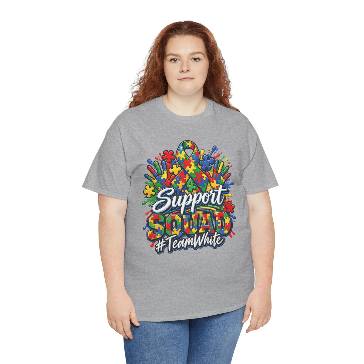 Support Squad T-Shirt | Autism Awareness Ribbon, Puzzle Heart Design