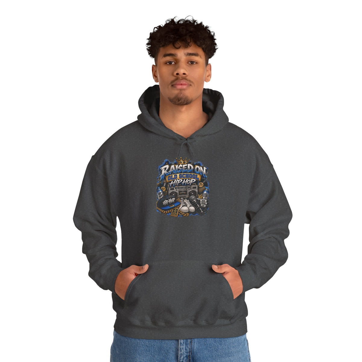 Raised On hip hop Hoodie | Vintage Guitar Skull Band Design