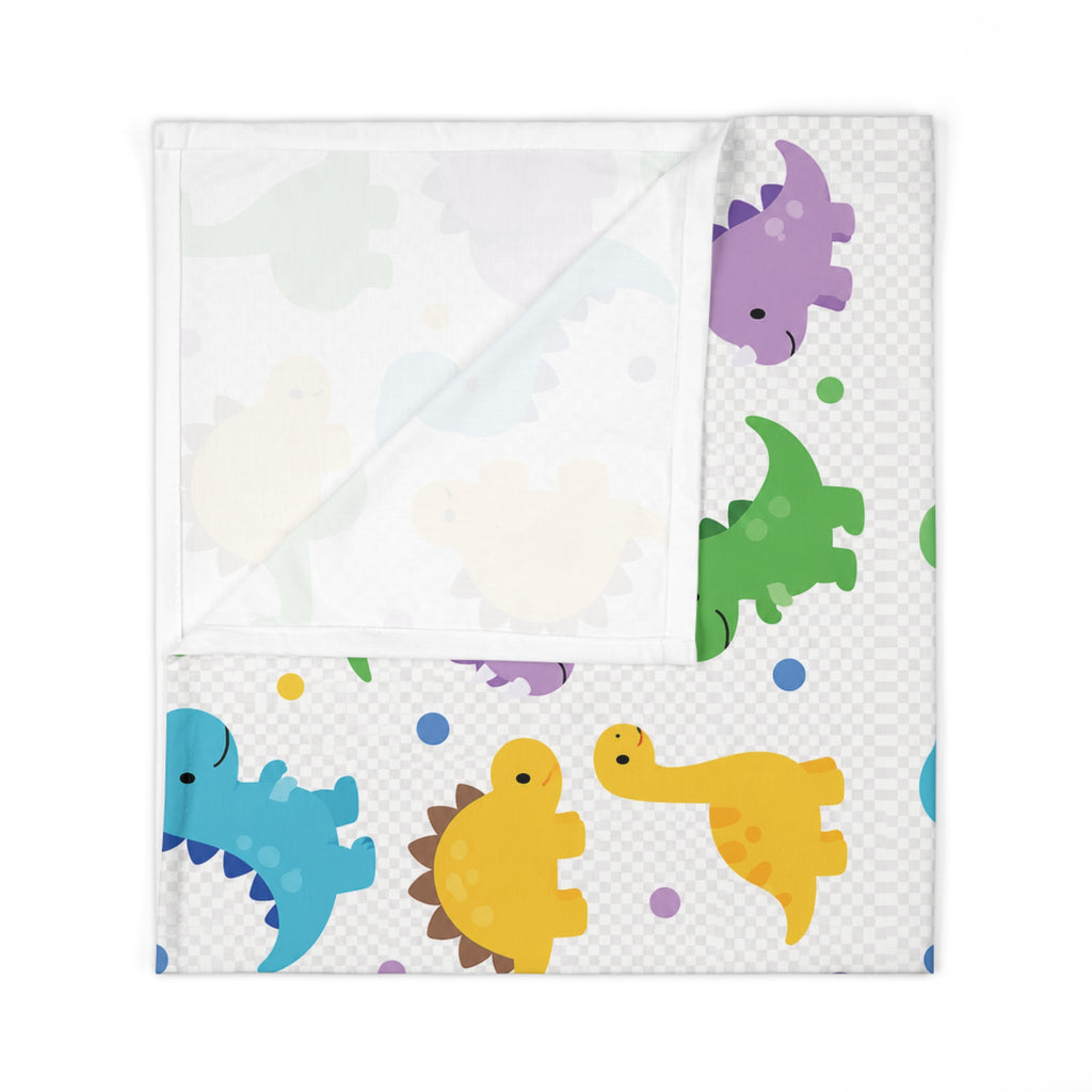 Colorful Baby Dinosaur Pattern Baby Swaddle Blanket | Cute Dino Nursery Print