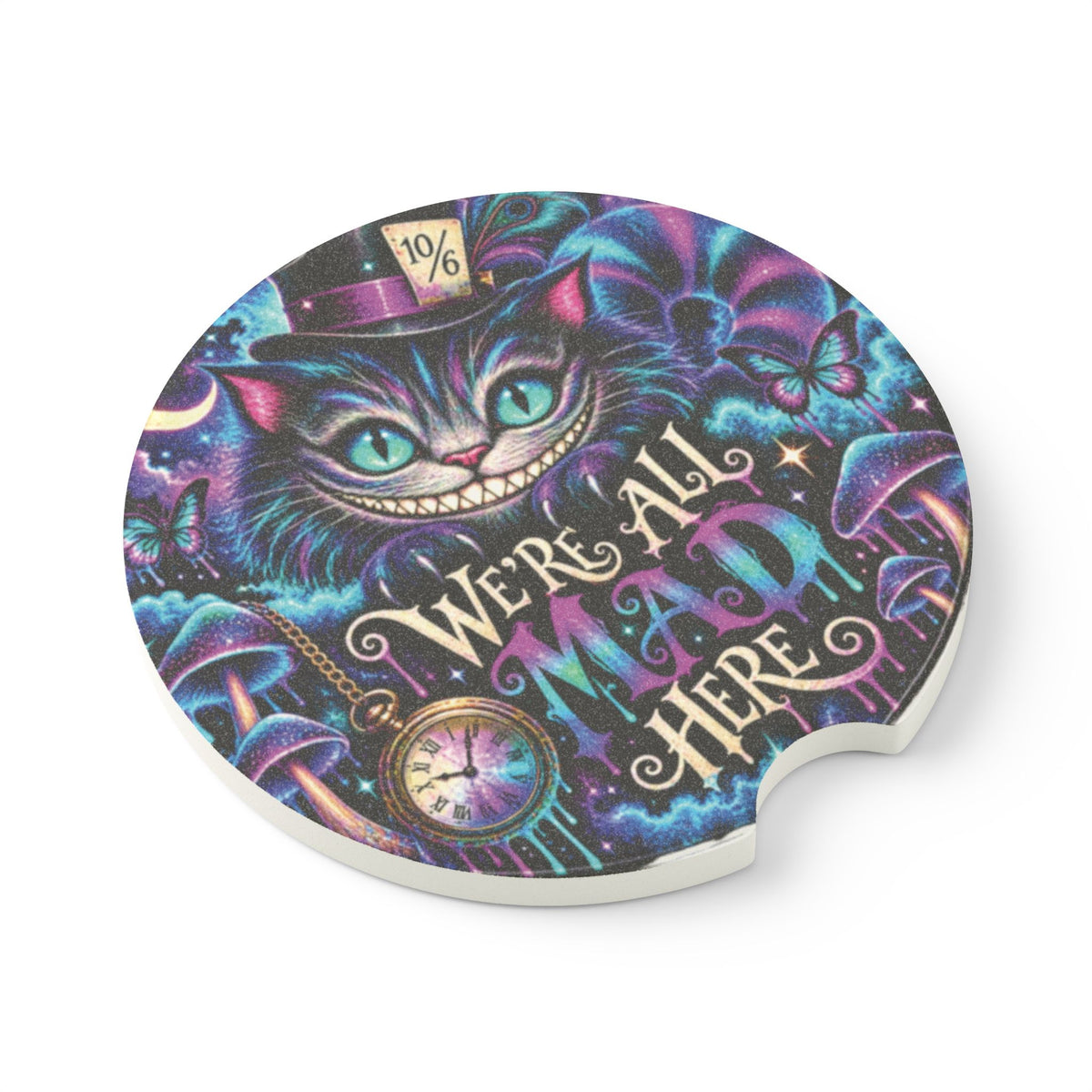 Cheshire Cat 'We're All Mad Here' Car Coaster | Soapstone Car Coaster