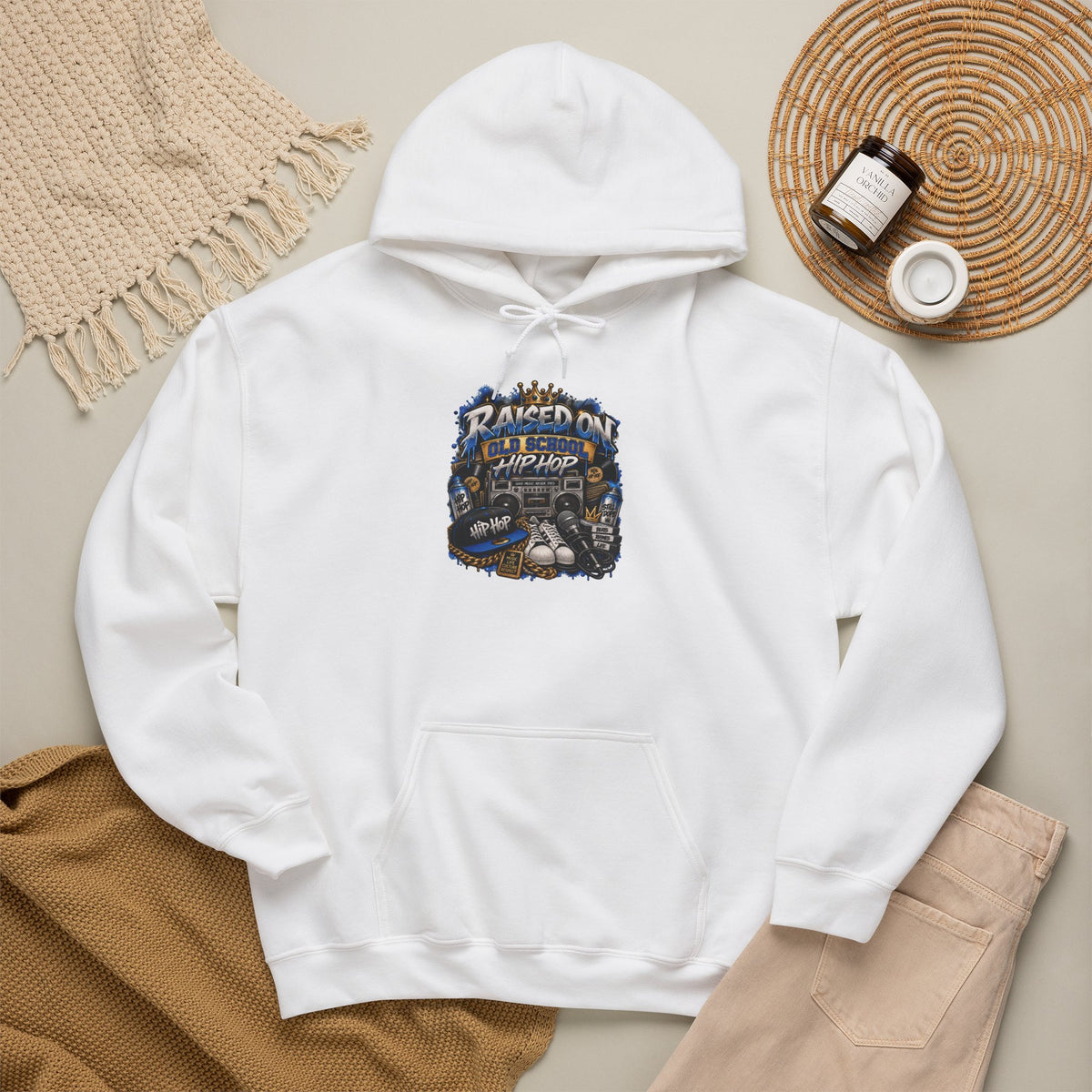 Raised On hip hop Hoodie | Vintage Guitar Skull Band Design