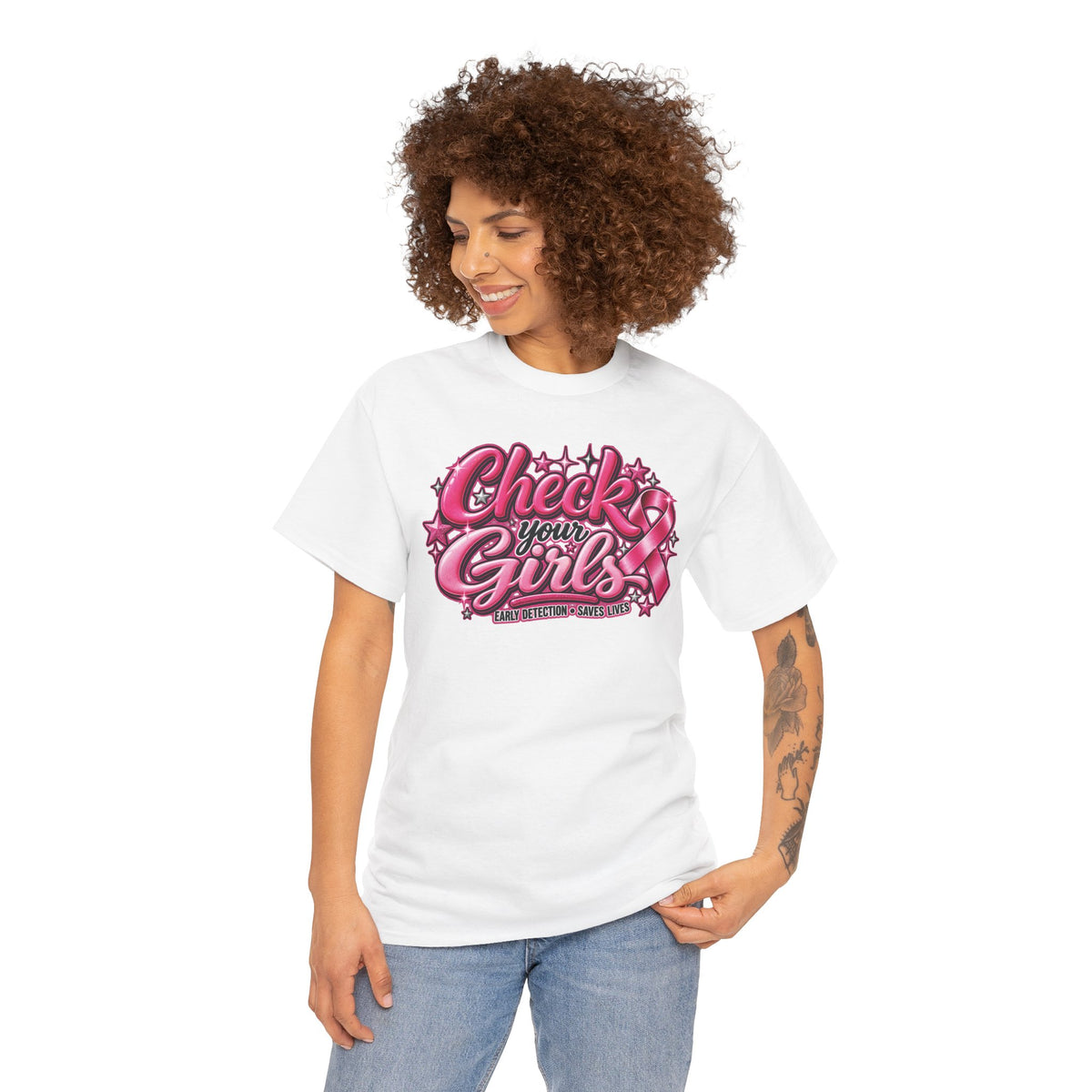 Check Your Girls tee | Breast Cancer Awareness shirt, pink ribbon design