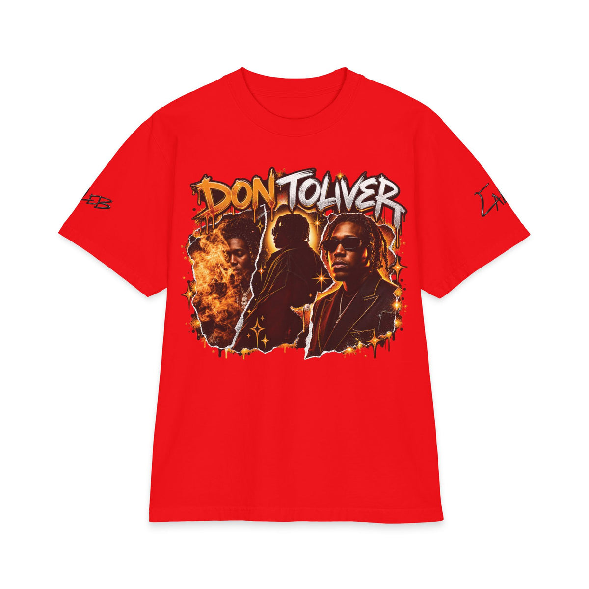 Don Toliver Portraits Graphic T-Shirt | Rap Artist Tee, Flame Collage