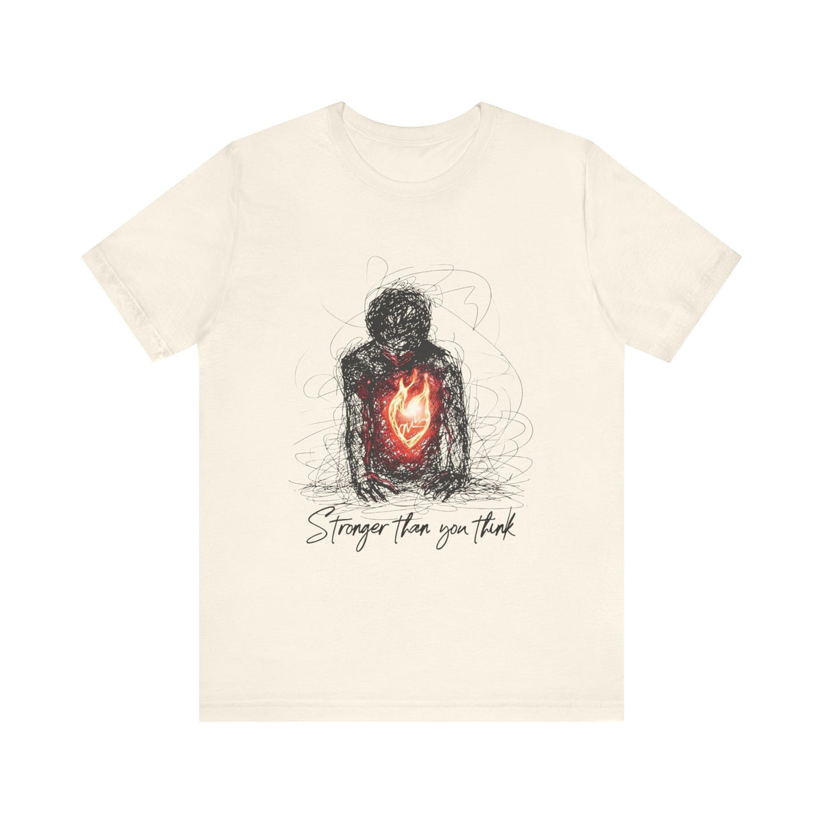 Flaming Heart Figure Tee | Stronger Than You Think graphic shirt