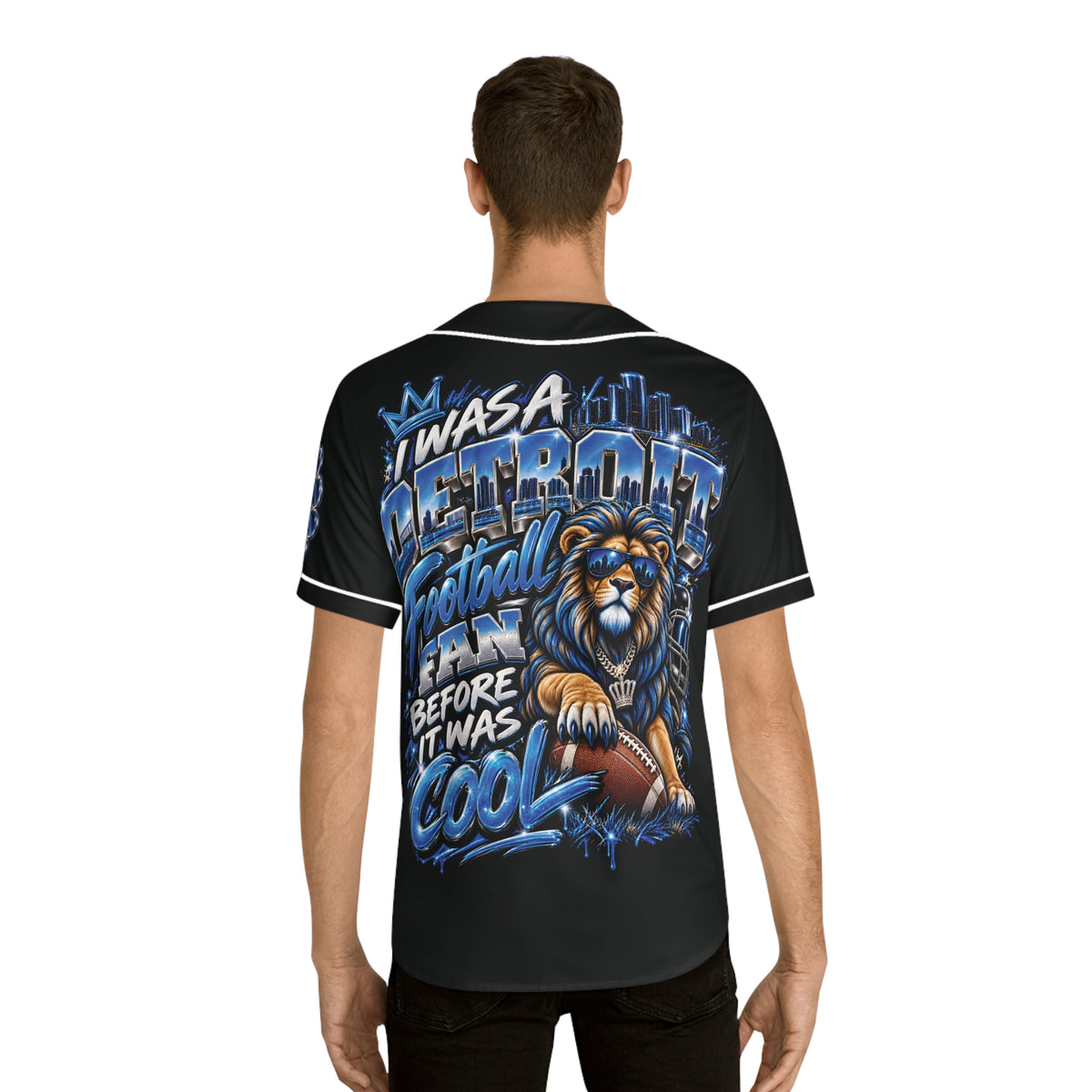 Detroit Football Lion Graphic Baseball Jersey | Detroit Pride