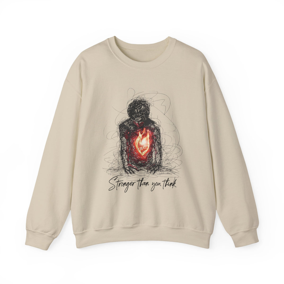 Stronger Than You Think Sweatshirt | Heart of Flame Illustration