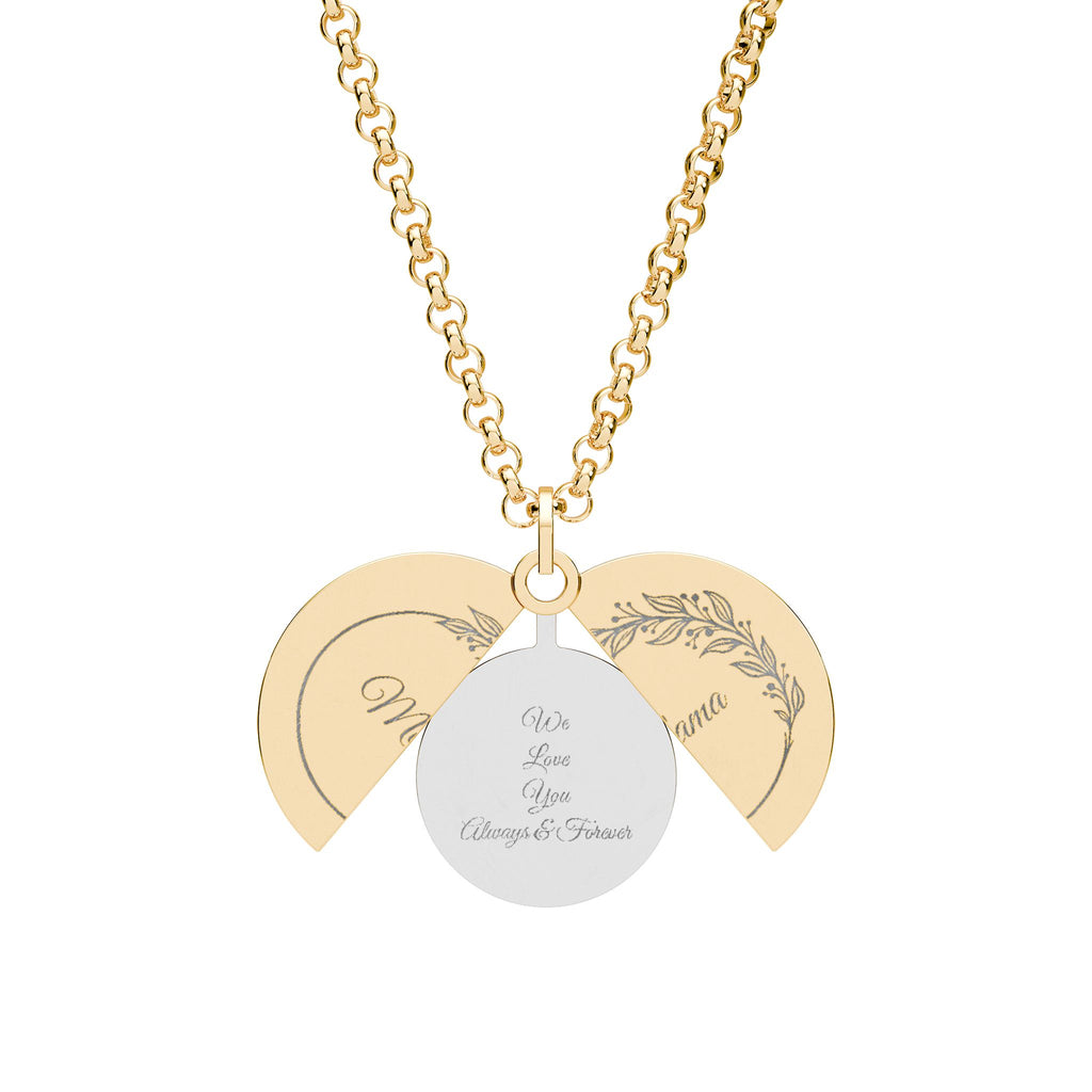 Mama We Love You Hidden Message Circle Necklace, Customizable Engraved Secret Pendant