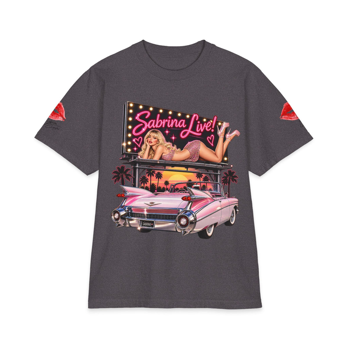 Sabrina Live Pinup Billboard with Pink Cadillac T-Shirt | Retro 1950s