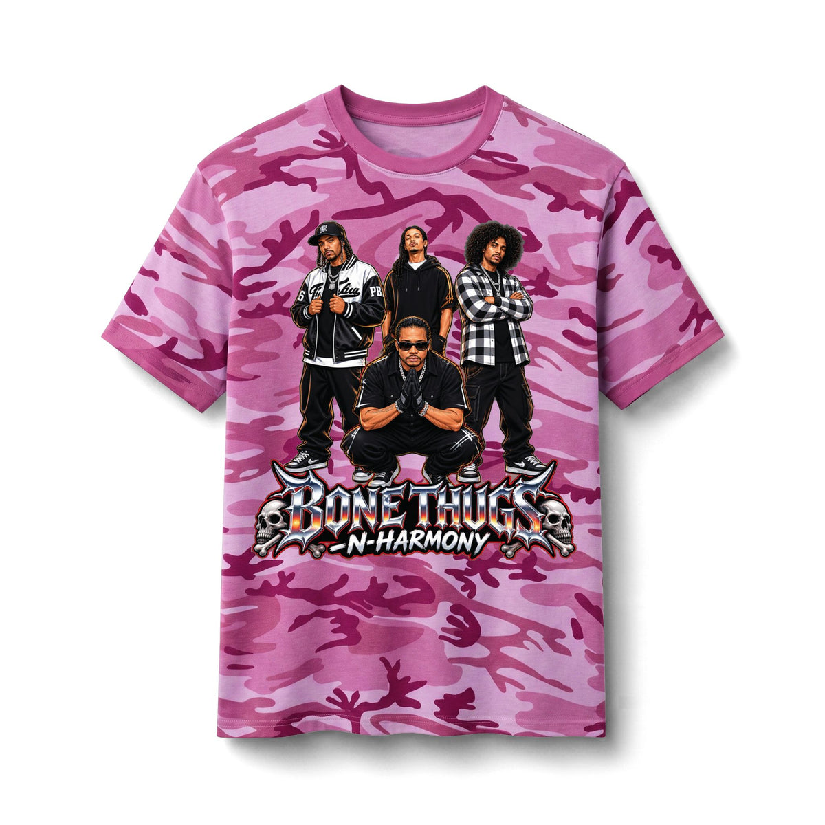 Bone Thugs N Harmony Graphic Tee | Camo Cotton T-Shirt