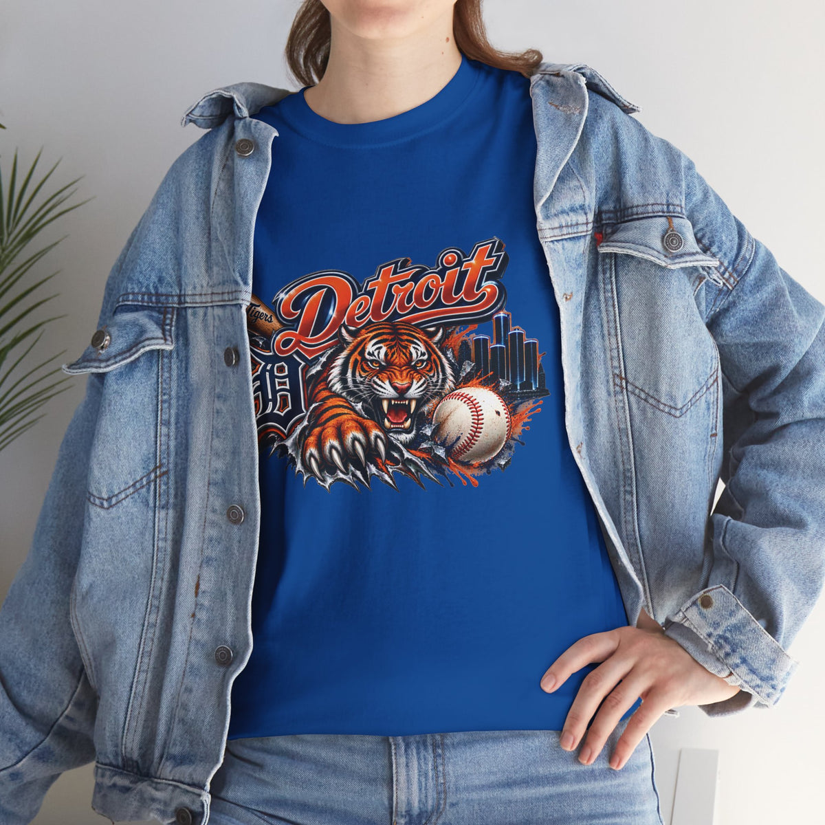 Detroit Tiger Baseball T-Shirt | Detroit skyline, claw marks