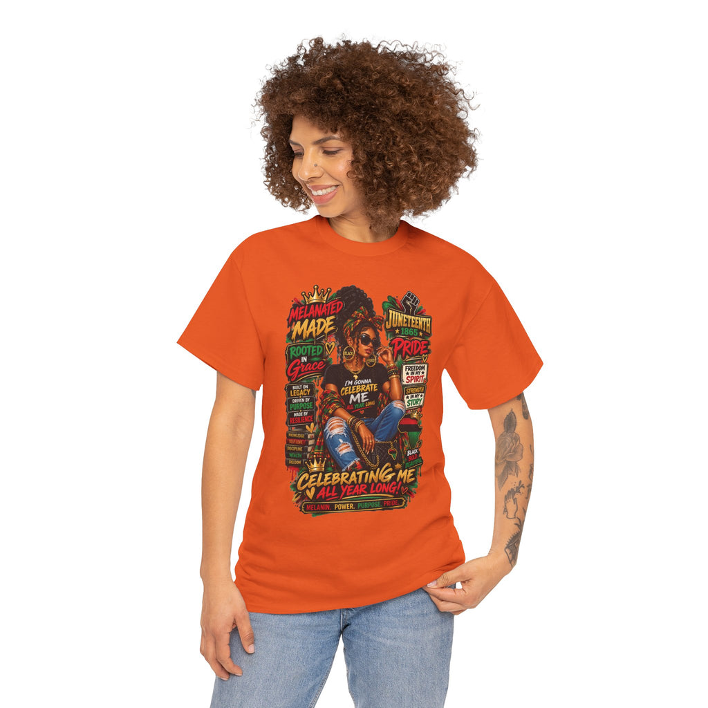 Melanated Made Rooted Grace T-Shirt | Celebrating Me graphic tee
