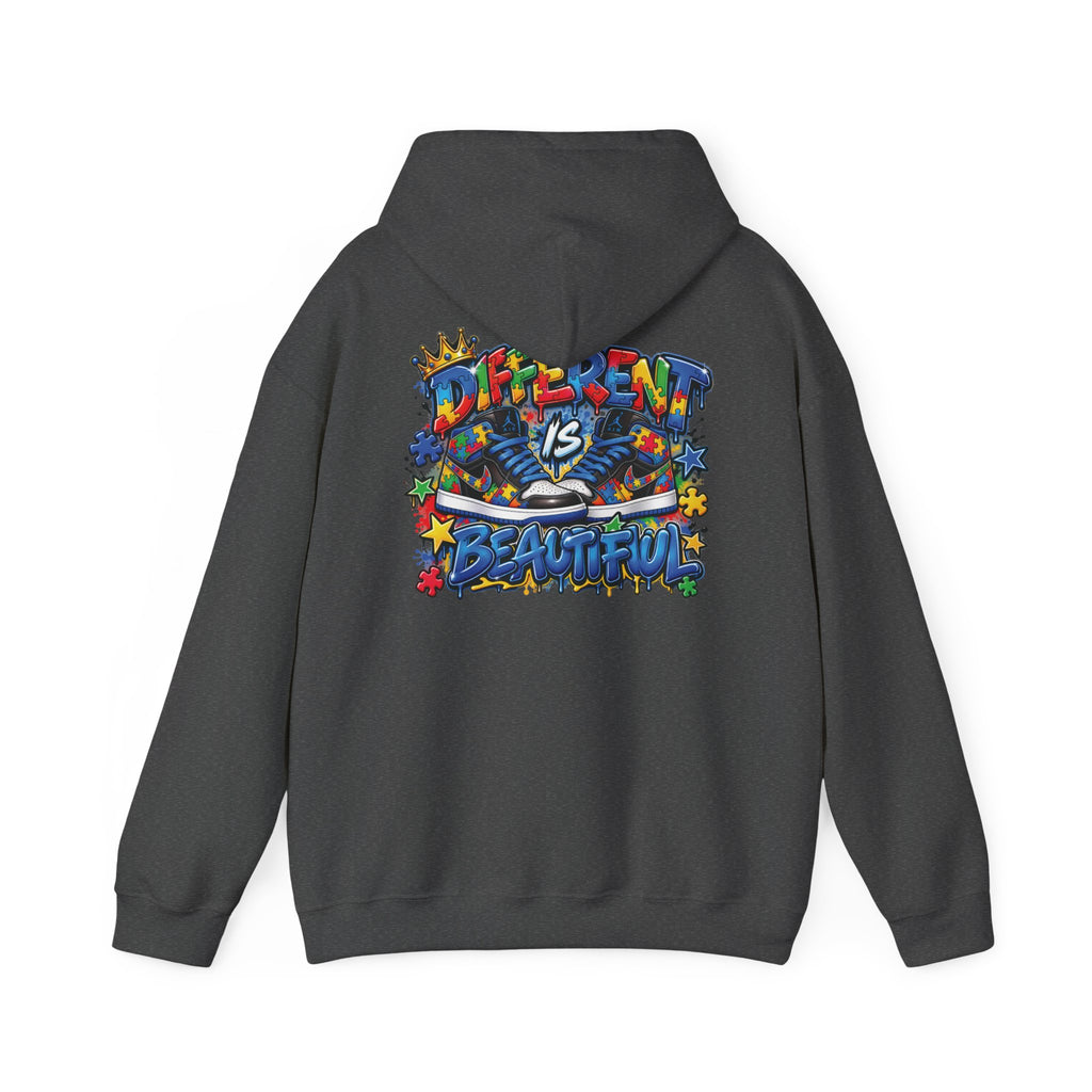 Detroit Graffiti Autism Hoodie | Different Is Beautiful Back Print