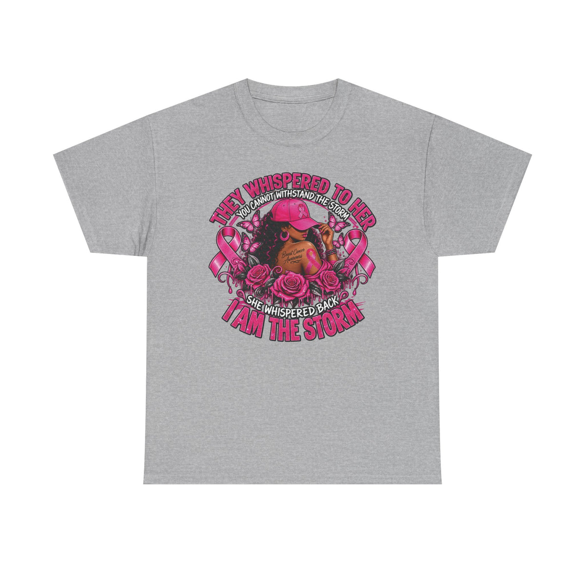 I Am the Storm Breast Cancer Awareness T-Shirt | Warrior Rhino Design, Pink Ribbons