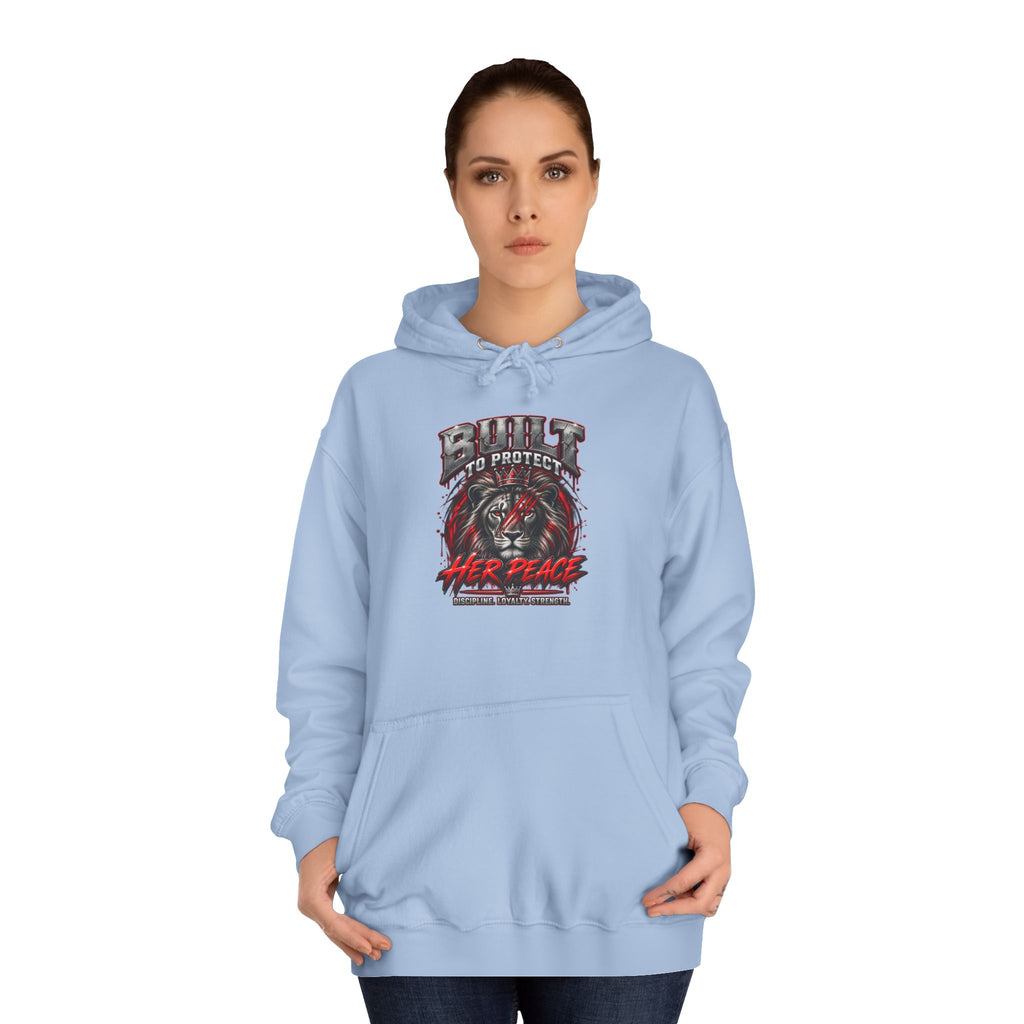 Built to Protect her Peace Couples College Hoodie